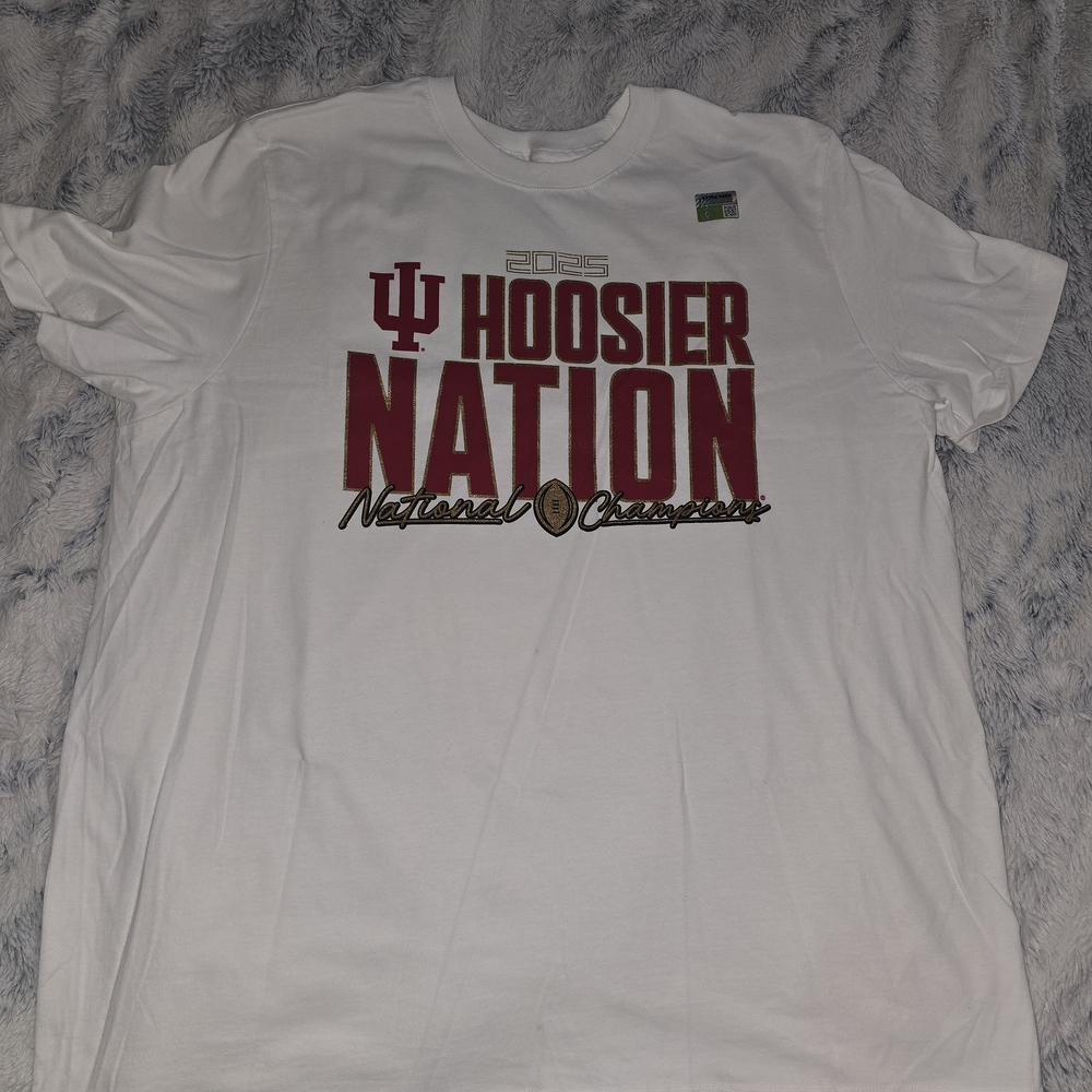 Nike Men's White Hoosier Nation IU T-Shirt - 2025 National Champs - NWT - XL